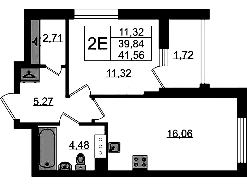 1-комнатная квартира 41.56 м², 9/11 эт., ЖК «VEREN NORT Сертолово»